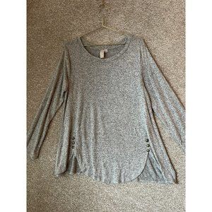 Misia Woman’s Heather Texture Gray Long Sleeve Blouse Top Size XL